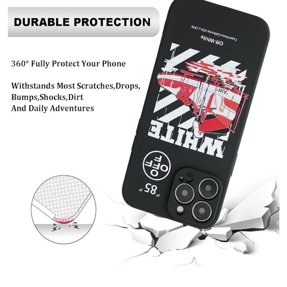 Off-White Black Phone Case with Red Design Compatible with iPhone 15 Pro Max - Picture 2 of 6